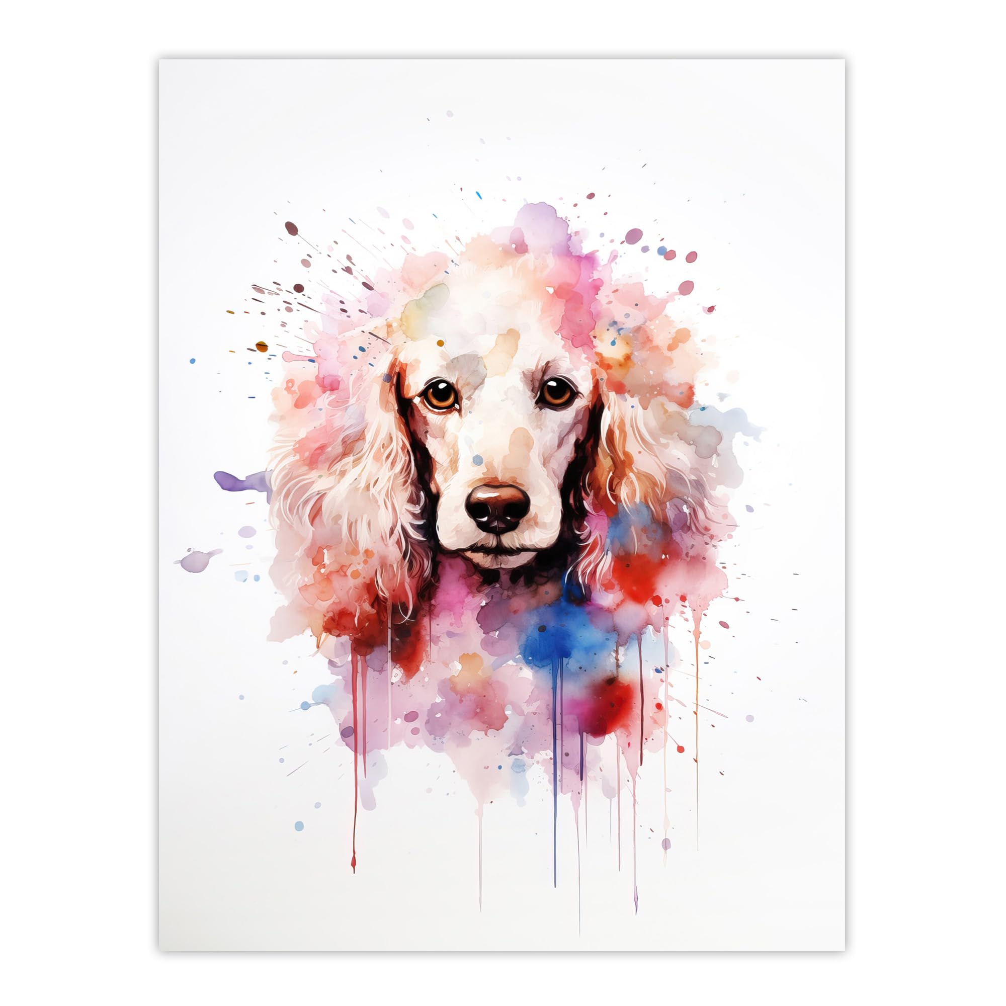 Artery8 Poodle Lovers Gift Watercolour Pet Portrait Painting Artwork Large Wall Art Poster Print Thick Paper 18X24 Inch