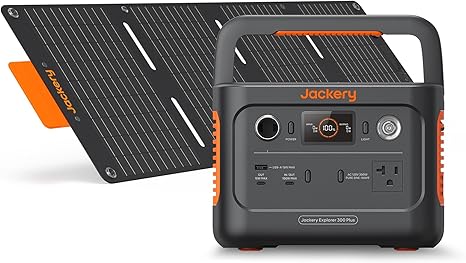 Jackery Solar Generator 300 Plus Portable Power Station with 40W Book-sized Solar Panel, 288Wh Backup LiFePO4 Battery, 300W AC Outlet, Only 5KG for RV, Outdoors, Camping, Traveling, and Emergencies (Renewed)
