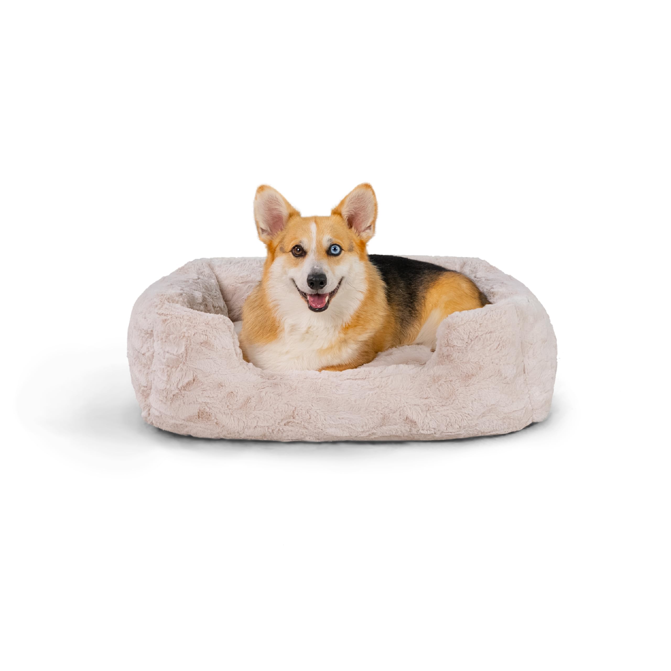 Best Friends by Sheri Lux Lounge Bed Calming Faux Fur Dog Bed, Oyster, Cream, Medium, 30" x 20"