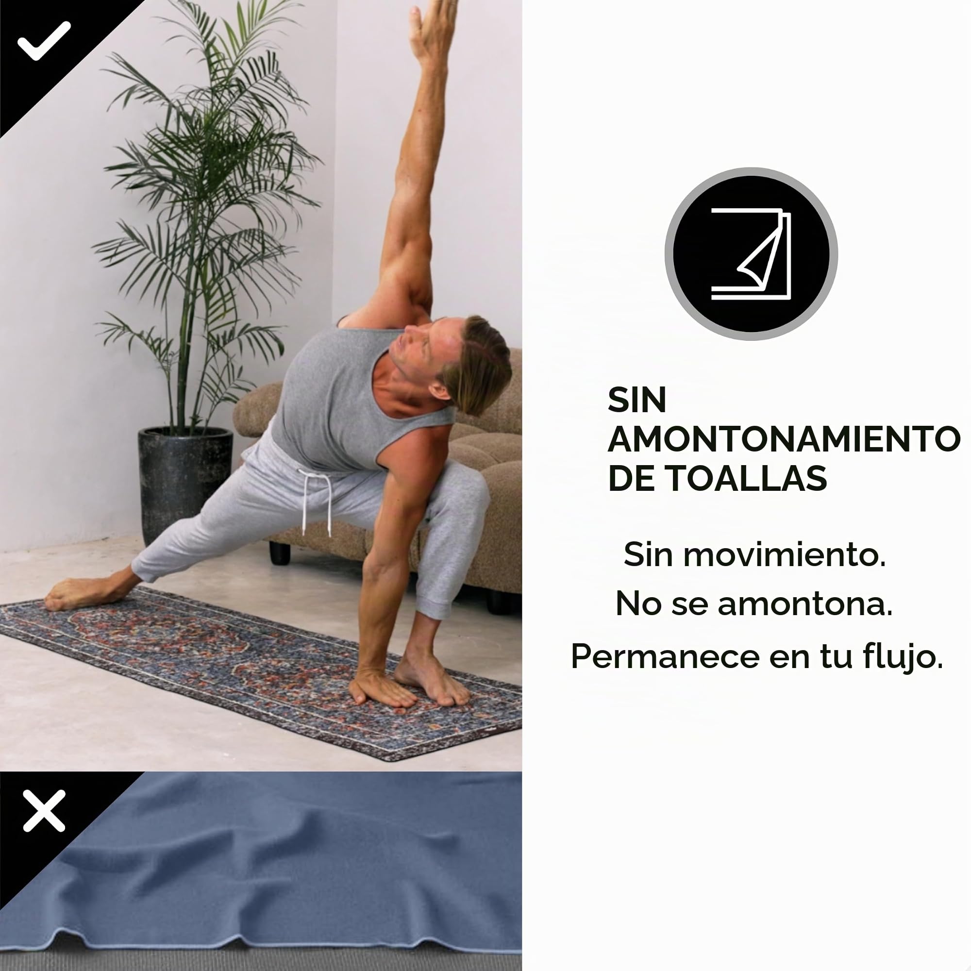 Plyopic Esterilla de Yoga | Antideslizante Colchoneta/Toalla de Lujo. Natural y Ecológica | Ideal para Yoga, Pilates, Ejercicio, Fitness, Hot o Bikram