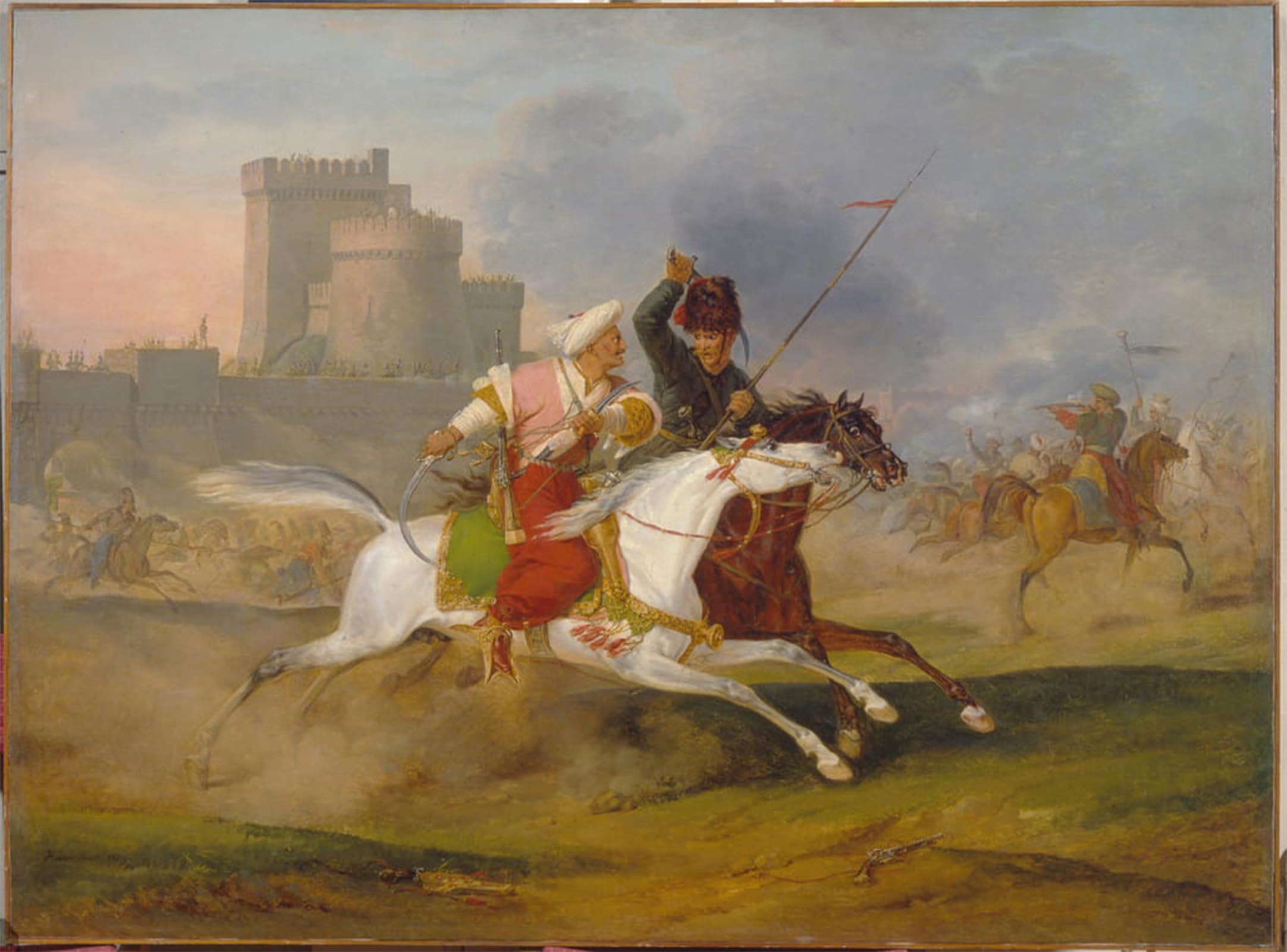 RZHRHJES Abstract Painting Poster Art Print Canvas Print Poster Turk and Cossack by Horace Vernet Landscape Canvas Painting for Home Decor 60x90cm