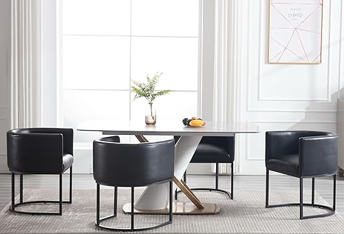 Miniatura 54 de Silla de comedor tapizada, moderna silla lateral de barril, sillas de comedor tapizadas, cómoda silla auxiliar de cocina para sala de estar, color