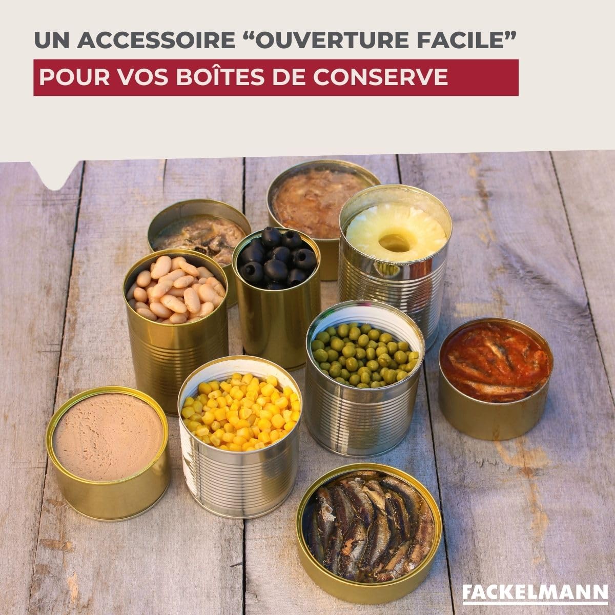 Fackelmann Ouvre bouteille 4 en 1, décapsuleur, ouvre boîte, ouvre bocal, Plastique, Noir, 14,5 x 4,5 x 2,5 cm