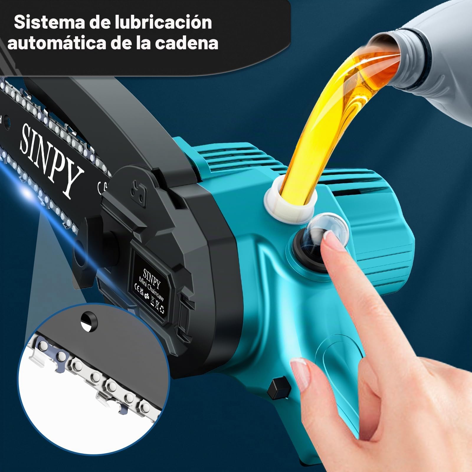 Mini motosierra inalámbrica de 6 pulgadas con 2 baterías de 4000 mAh, mini motosierra eléctrica con sistema de aceite, para árboles, jardín y corte de madera.