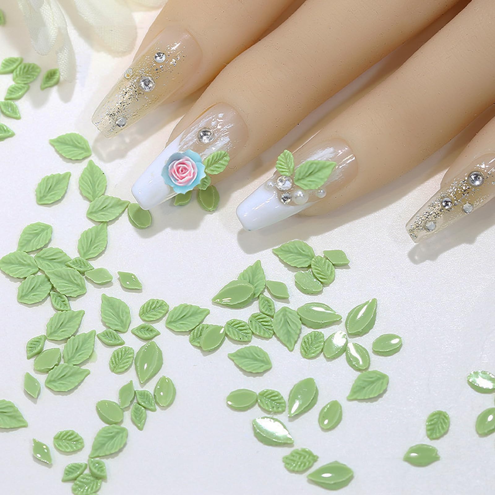 100 Stück 3D-Blumen-Nagelcharms – Bunt, Gemischte Größen, Harz, Für Nail Art