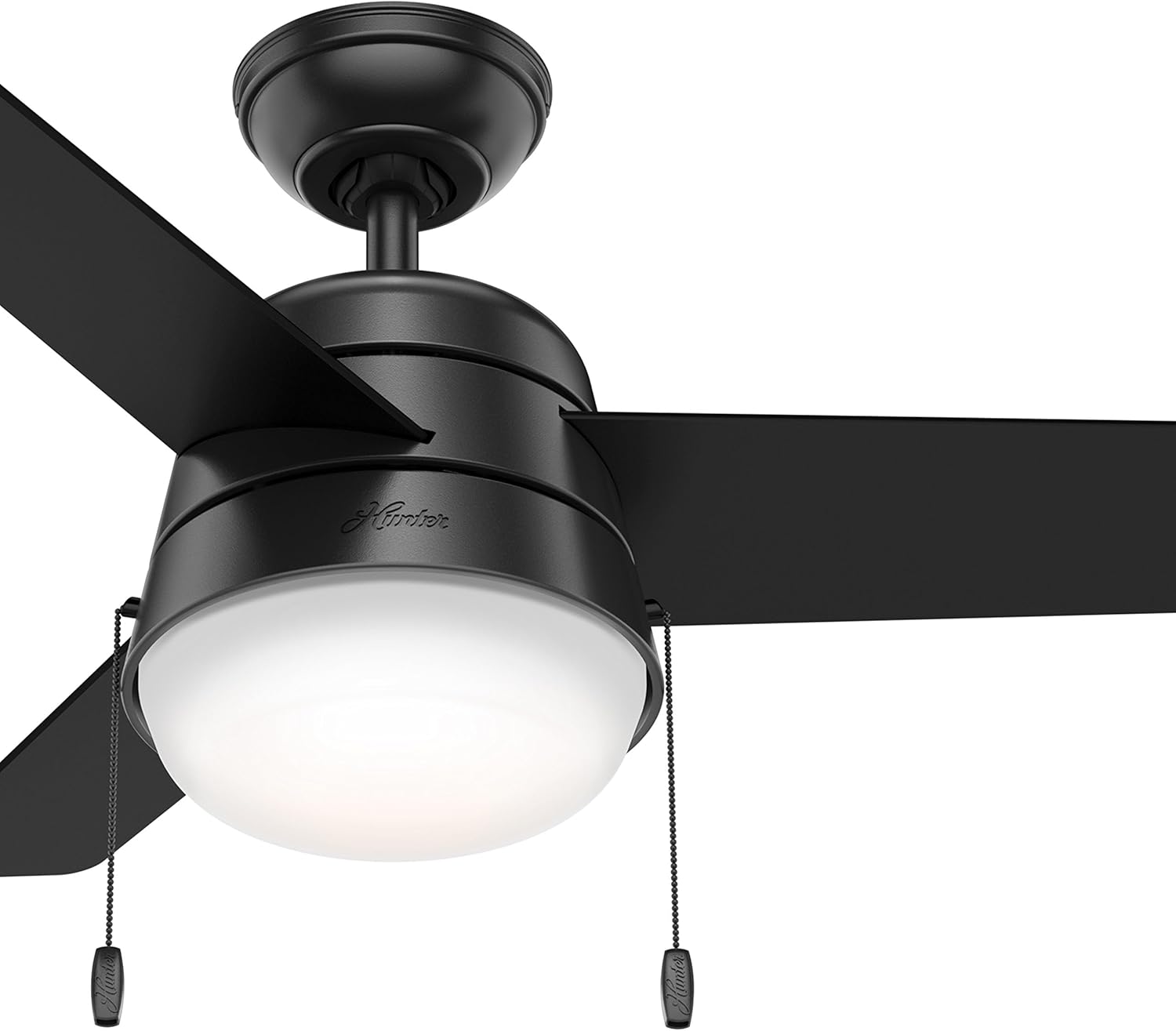 Hunter Fan 36 Inch Matte Black Indoor Ceiling Fan with Light and Pull Chain for Bedroom, Kitchen, Living Room (Renewed)