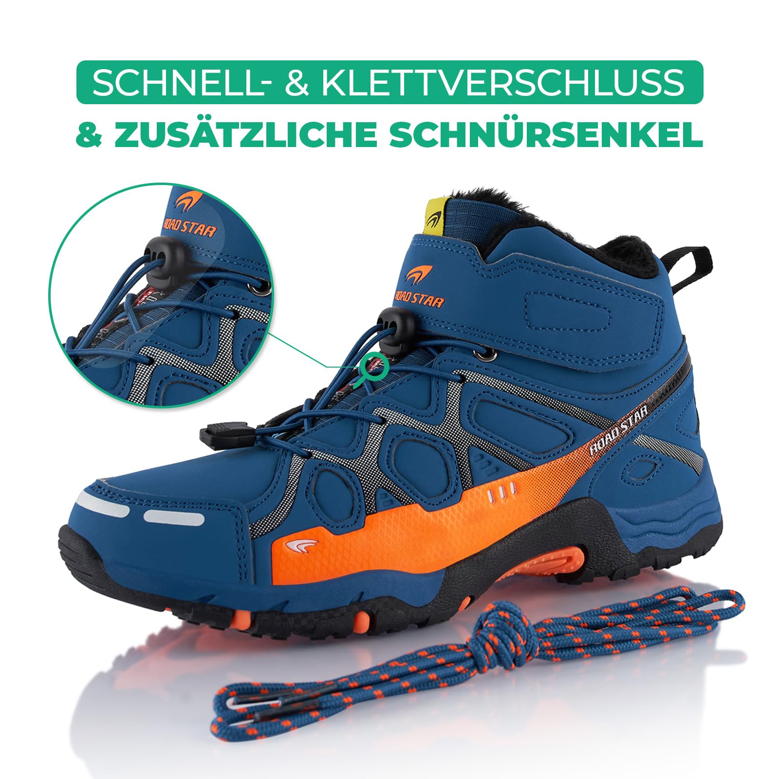 Fusskleidung® Damen Herren Wanderschuhe warm gefütterte Winterstiefel