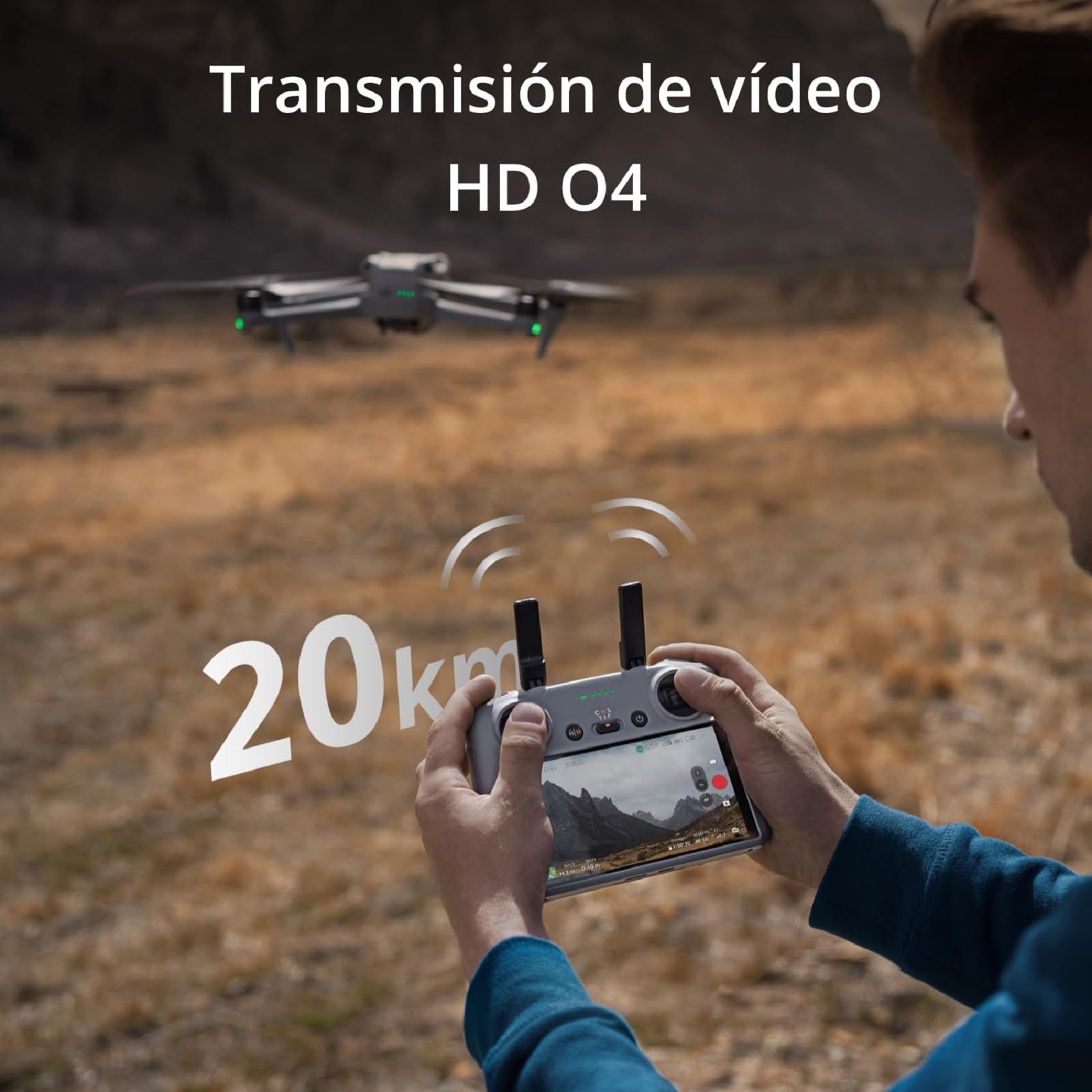 dji RC 2, Control Remoto, procesador de última generación, transmisión O4 a 20 km, Pantalla FHD de 5.5 Pulgadas, Antenas 2T4R, Controlador Inteligente para Drones