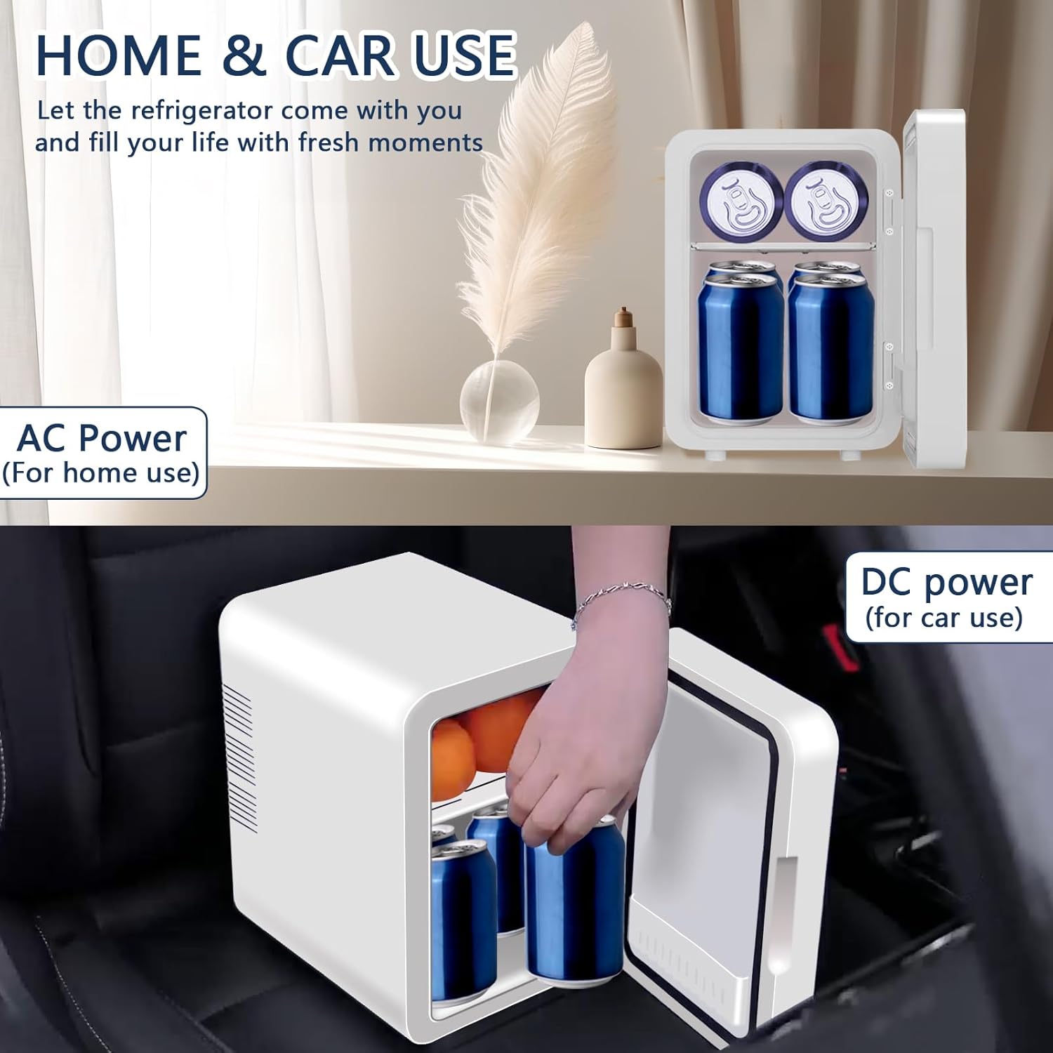 Mini Beauty Fridge with Mirror - 4L Cooler and Warmer for Beauty Skincare, Makeup, Bedroom, Bathroom, Office, Food and Drink