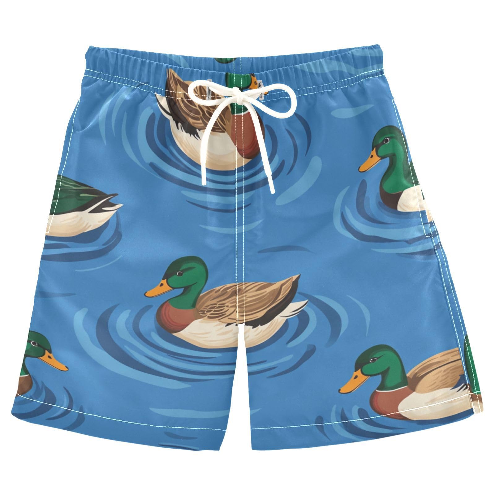 Jucciaco Boys Beach Board Shorts Duck Goose Green Animal Swim Trunk Teen Swimwear