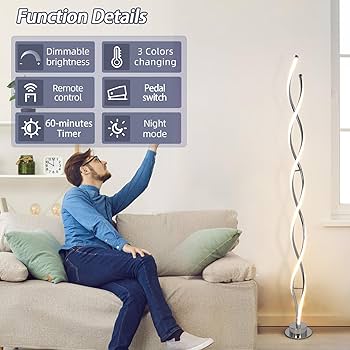 ADISUN スパイラルモダンフロアランプ ADISUN LED Modern Floor Lamp for Living Room, Spiral Floor