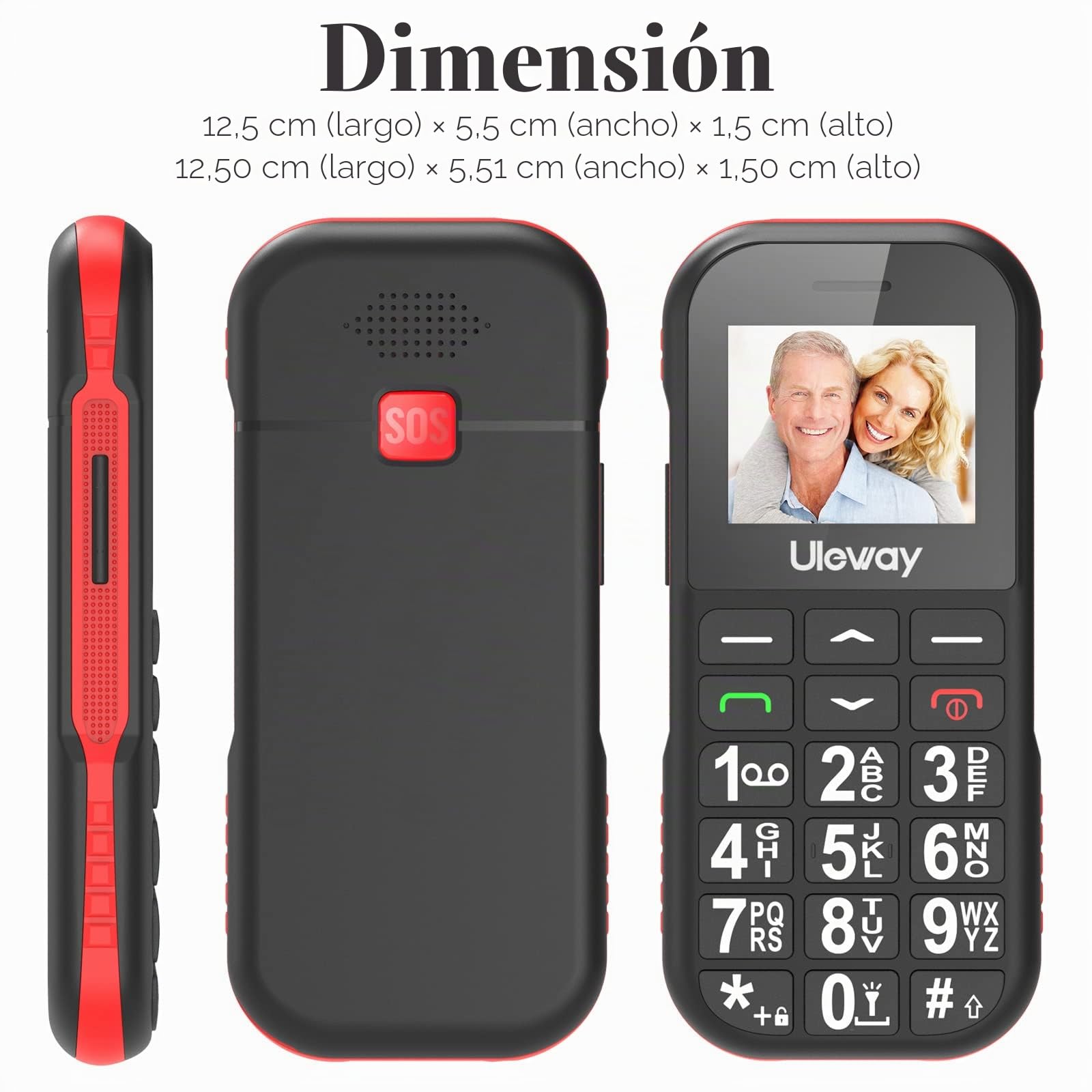 4G Teléfono Móvil para Mayores con Botón SOS, Gran Pantalla HD de 1.77" Moviles con Base de Carga Fácil de Usar para Personas de Edad Fuerte Altavoz y 1800mAh Batería de Larga Duración