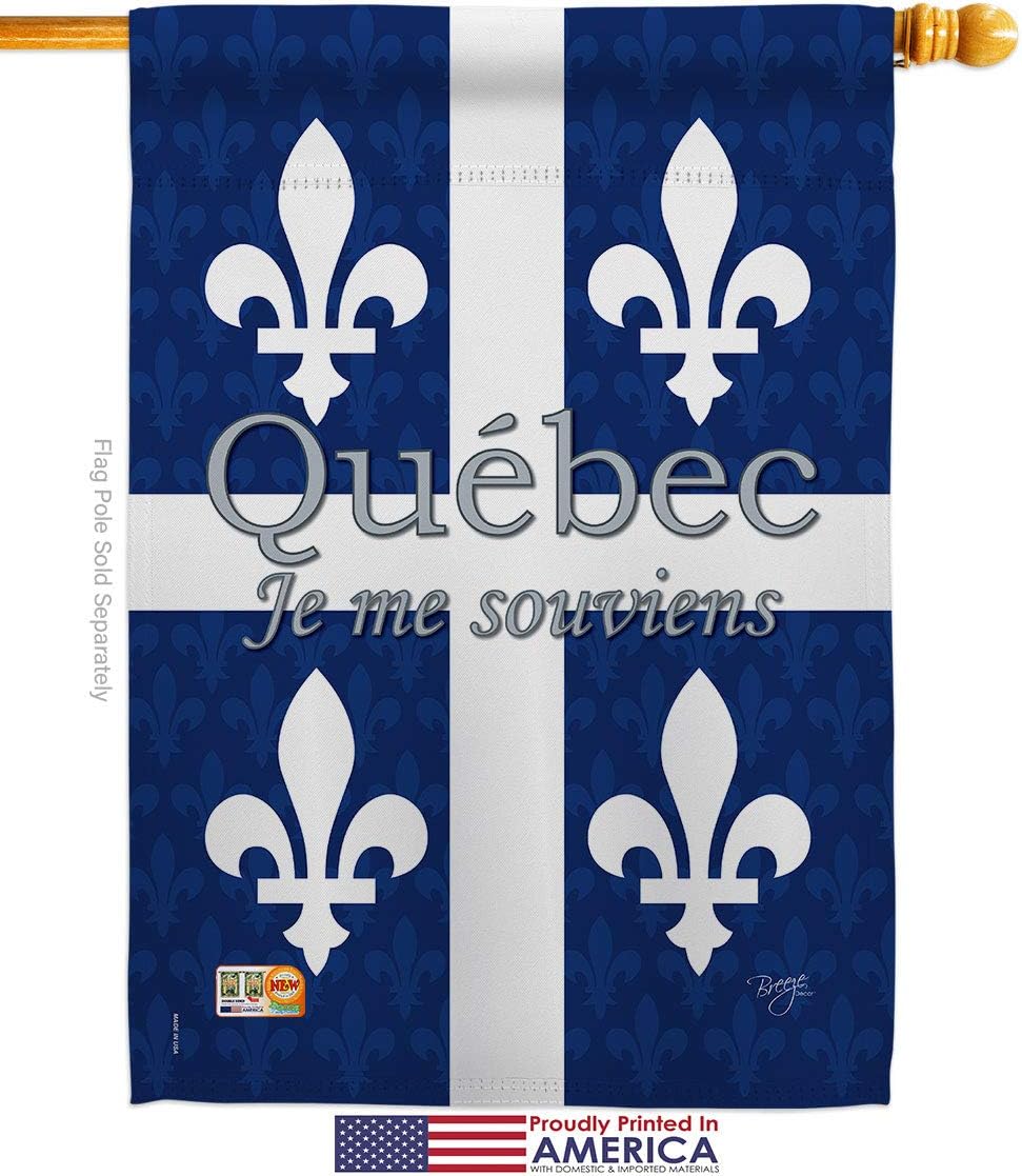 Quebec House Flag Dowel Set Regional Canada Provinces Canadian Territories Region Country Particular Area Small Decorative Gift Yard Banner Made In USA 28 X 40