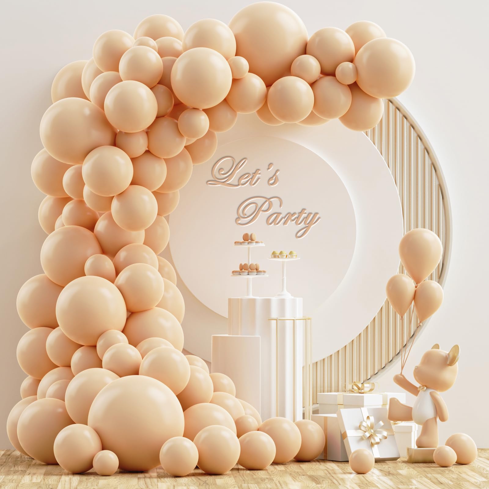 NISOCY Nude Thanksgiving Fall Balloon Arch Kit, 102PCS 18In 12In 10In 5In Skin Color Balloon Garland Different Sizes for Birthday, Engagement, Wedding