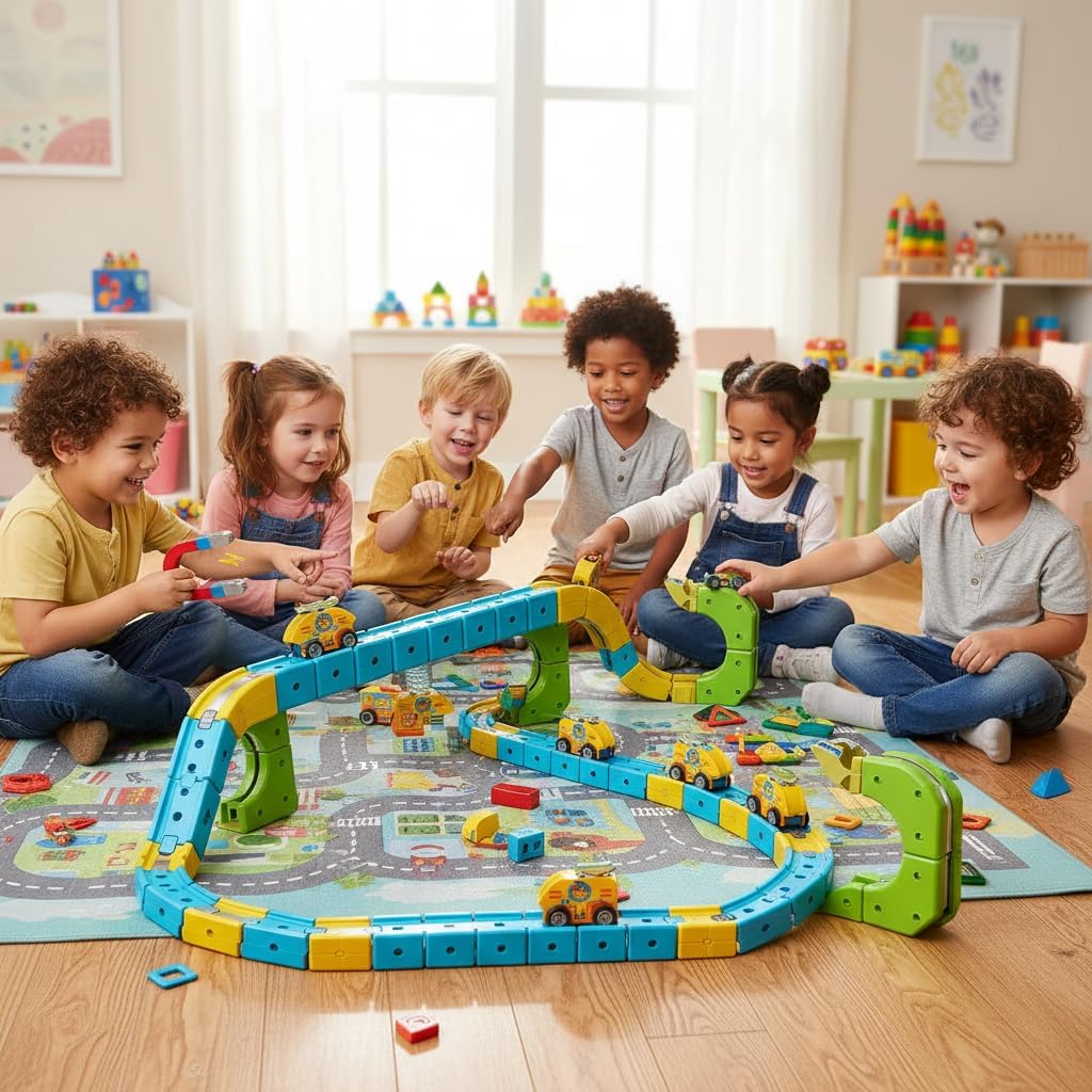 2Pcs Replacement Anti-Gravity Magnetic Electric Train Cars,USB Rechargeable Add-On for to Electric Train Set Tracks, Tracks & Cable Not Included,Expansion Pack for More Fun (High-Speed Railway)