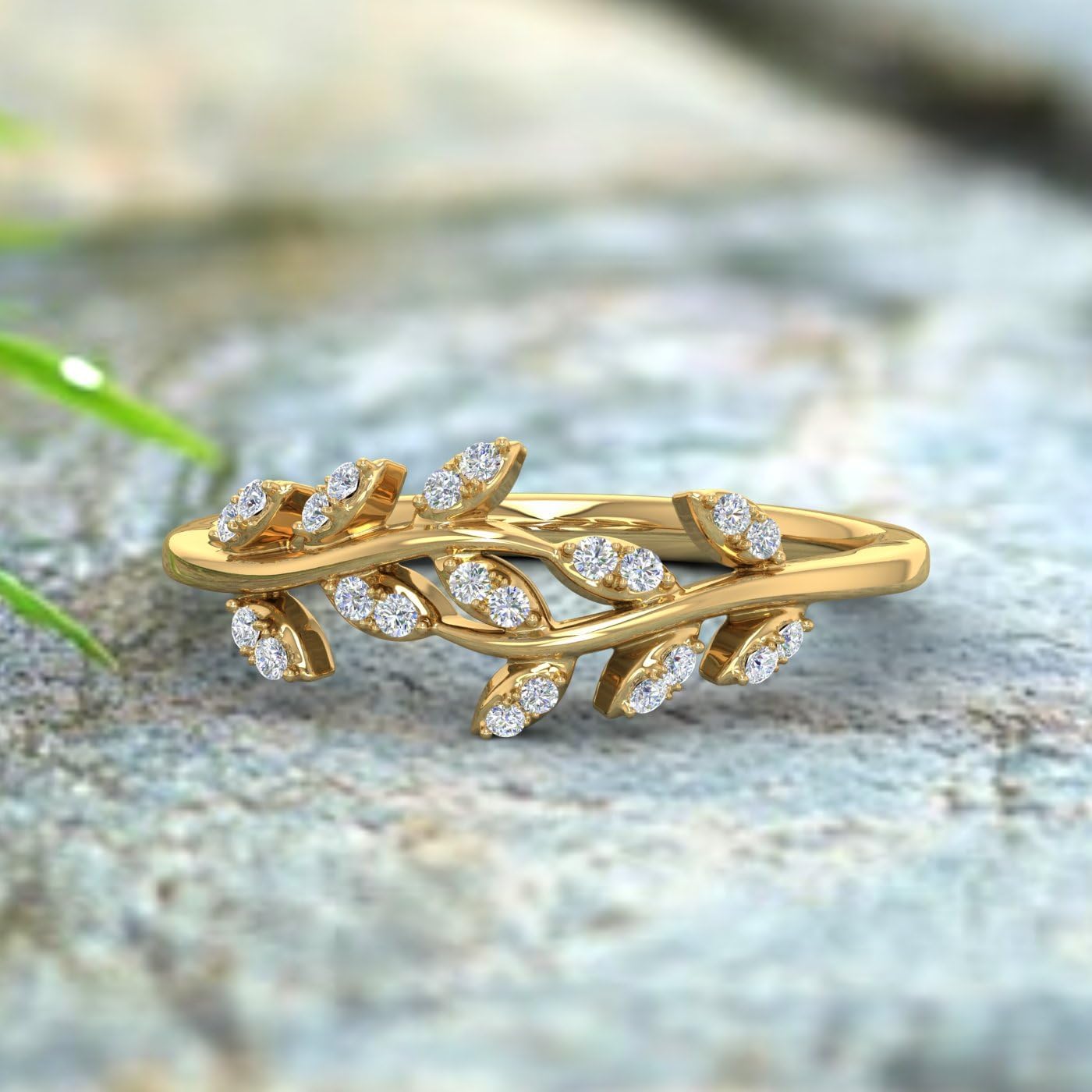 10K Gold Diamond Nature Wedding Band (0.15 Carat)