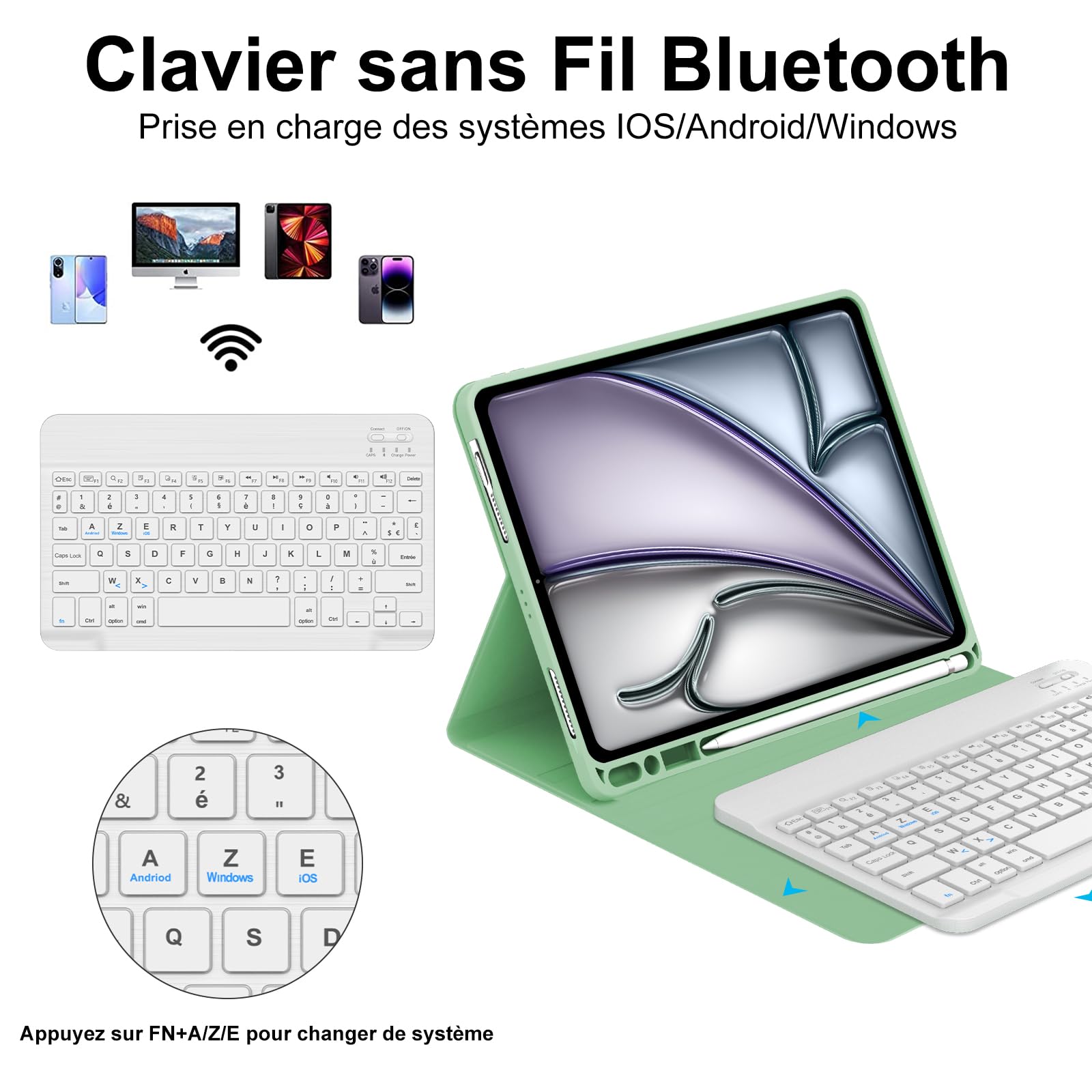 Clavier Ipad JADEMALL Coque Clavier Avec Trackpad Pour IPad Air 11" M3/M2 2025 Clavier Logitech Ipad Air 11 Pouces