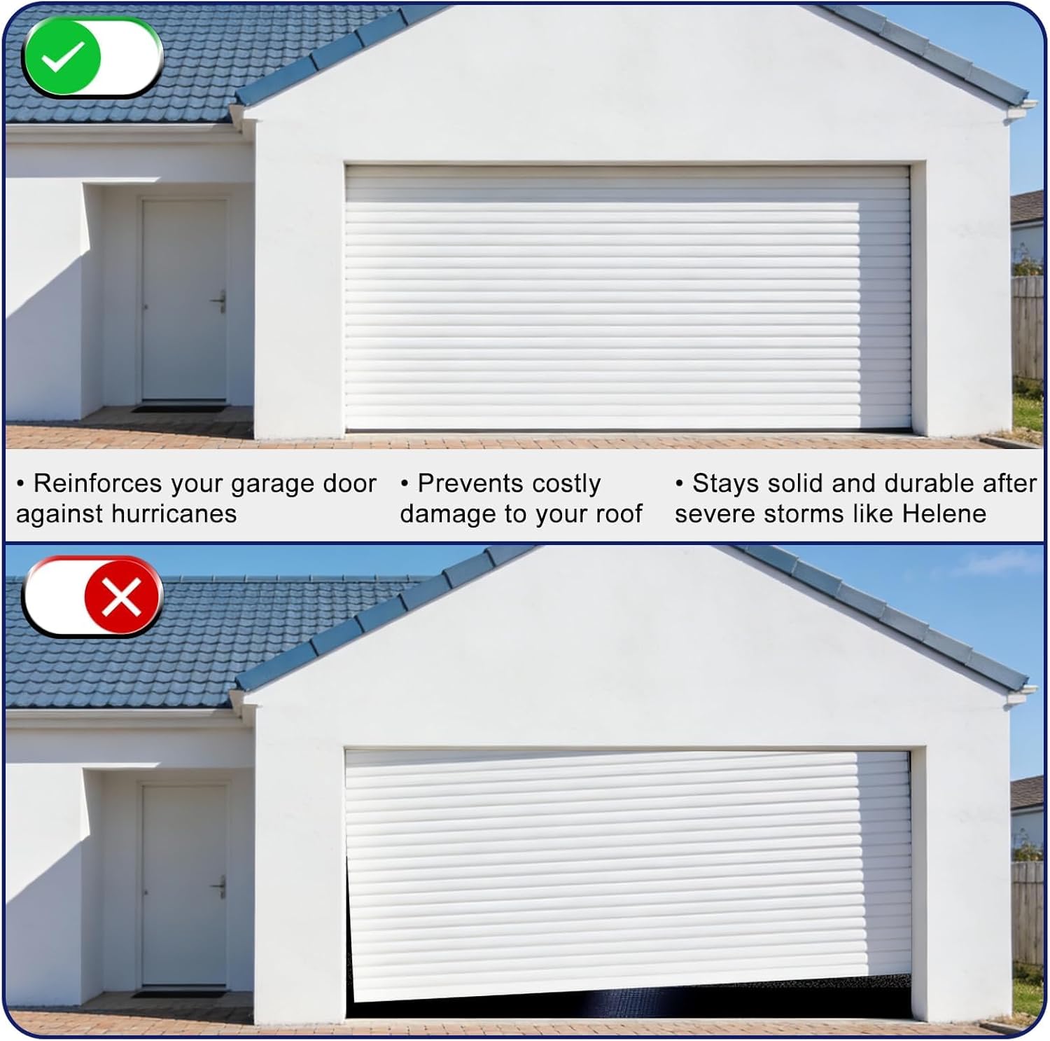 16FT Garage Door Strut, 4 PC 4 FT Garage Door Hurricane Brace Kit with 3 PC 2 FT Garage Door Reinforcement Connector & 58 Mounting Screws, Pre-drilled Universal Brackets for DIY Door Garage Repair