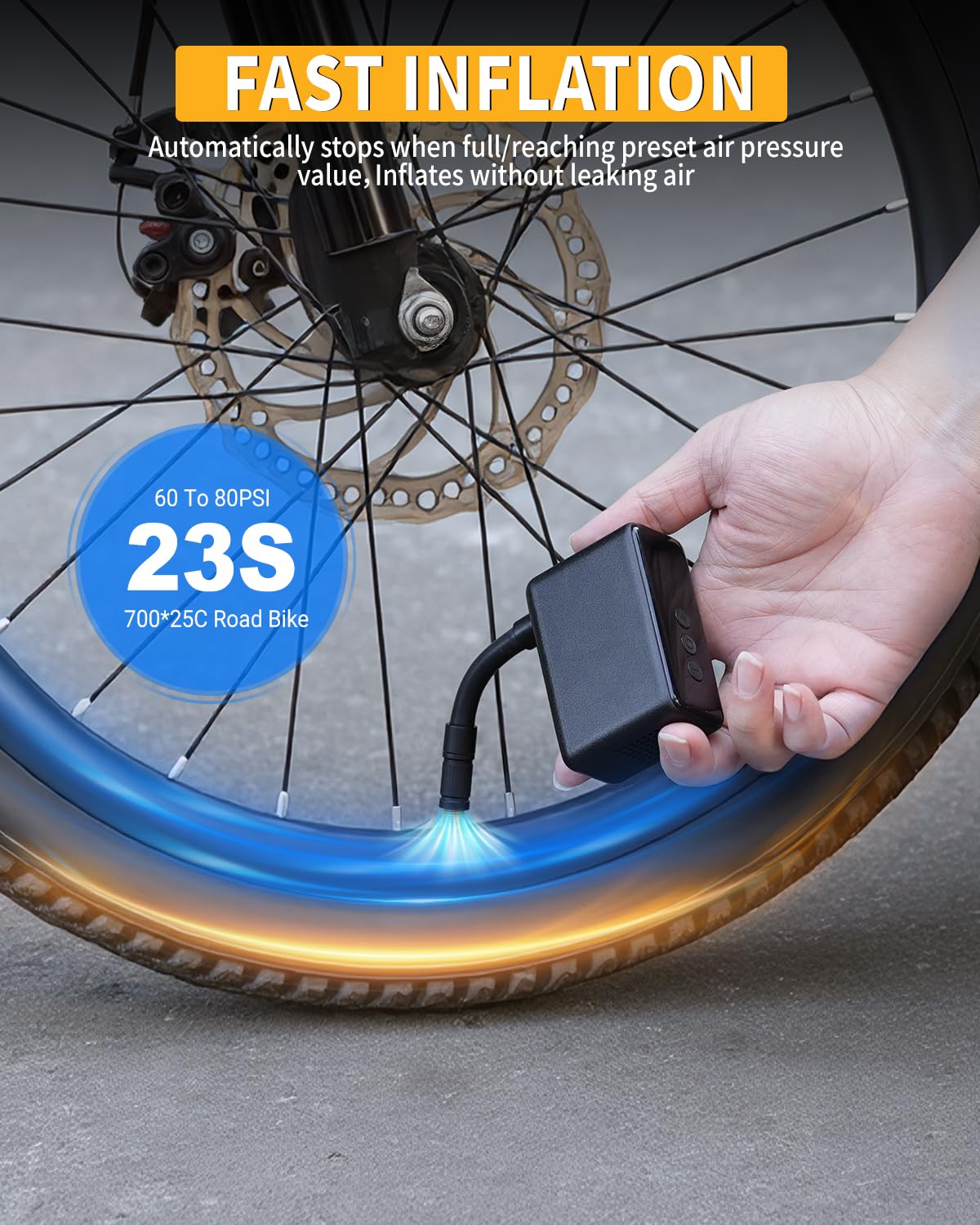 Mini Pompa Elettrica Bici Pompa Elettrica per Bicicletta Pompa Bici Portatile Ricaricabile con Display Diqitale 120 PSl Auto Stop Per Valvole Presta E Schrader di Mountain Bike Moto Palle