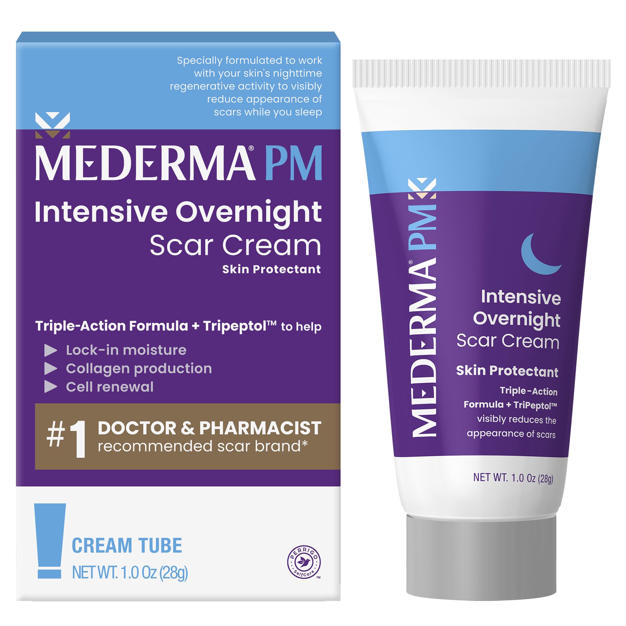 �️Mederma PM Intensive Overnight Scar Cream, Nighttime Scar Treatment, 1.0 oz