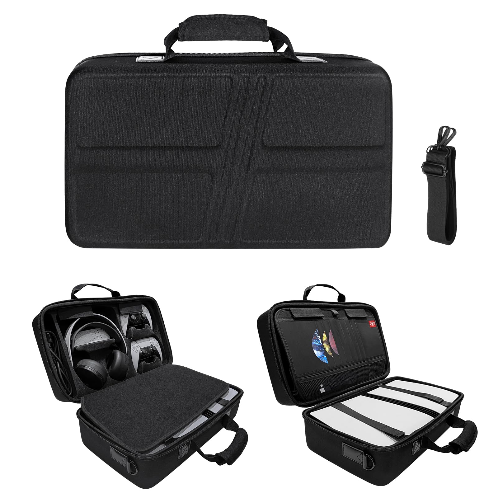 Generico Custodia da trasporto Borsa portatile antiurto Custodia protettiva da viaggio Grande capacità per PS5 pro Borsa a tracolla Console Controller Accessori