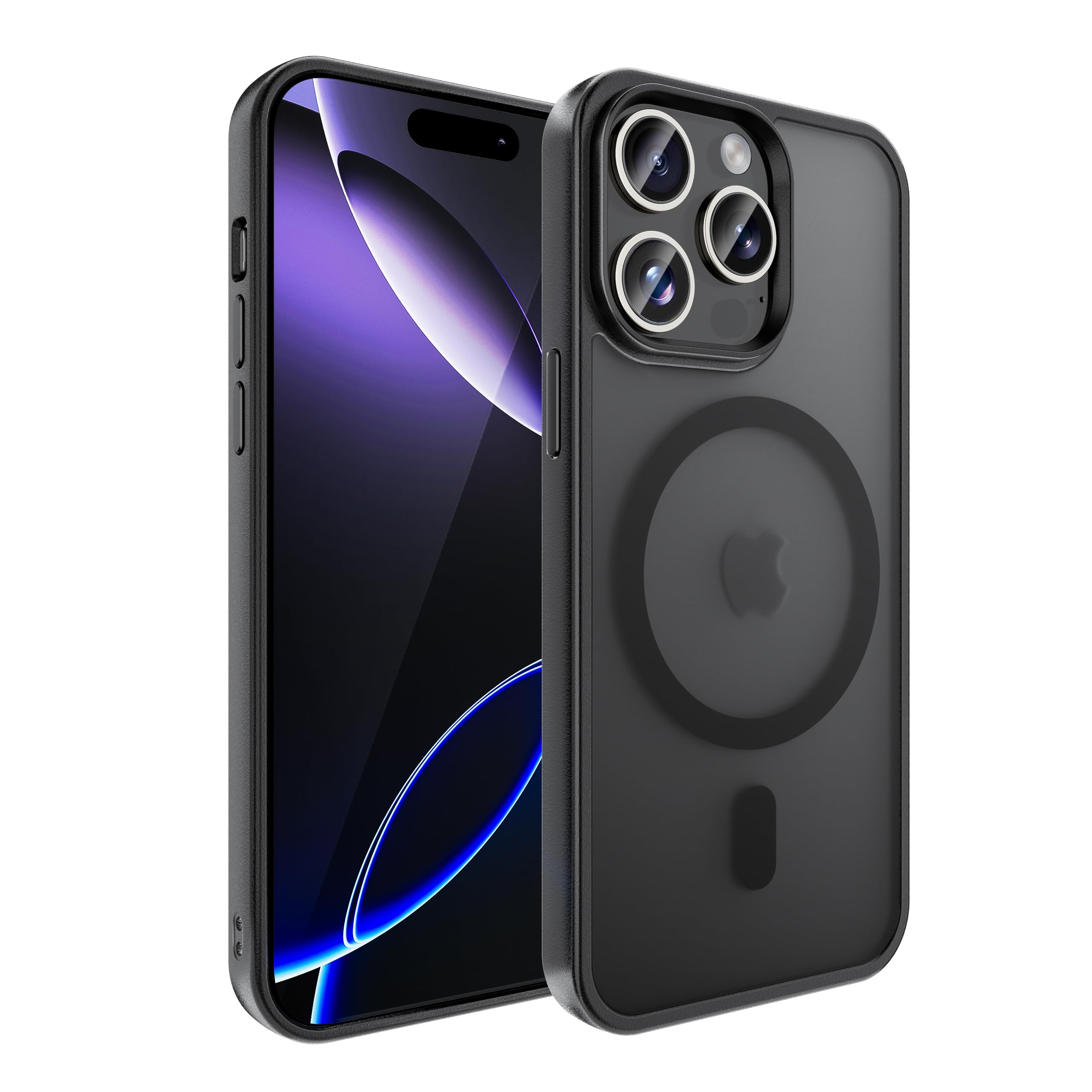 tigratigro Cover Magnetica per iPhone 13 Pro, Compatibile con MagSafe, Custodia Traslucida Opaca Posteriore Sottile Antiurto Protettiva Case, Protezione Antiurto di Grado Militare, Nero