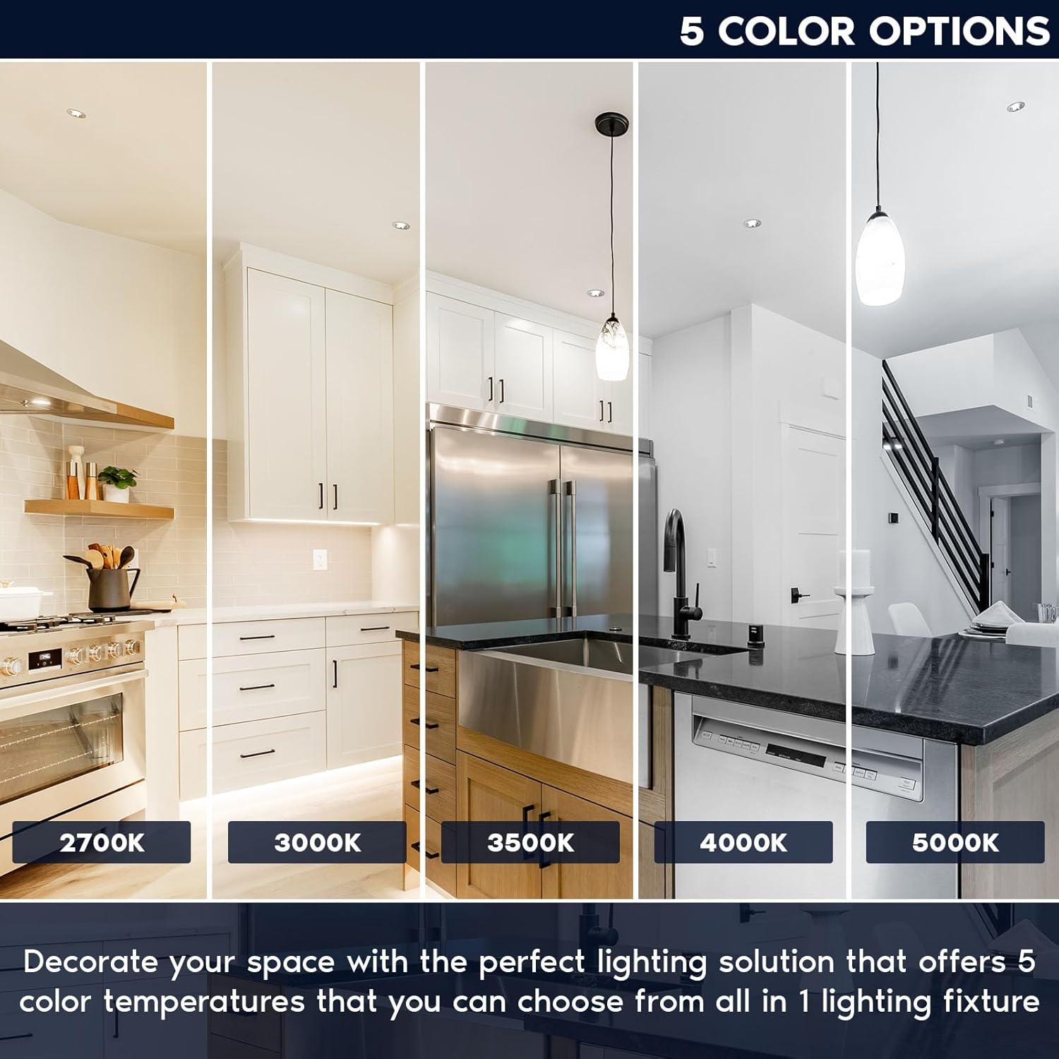 LUXRITE 4 Inch Recessed Light, Regressed Canless LED Spotlight, 5CCT 2700K-5000K, CRI90, 22W, 1700 Lumens High Output, 60º Wide Flood, Round Brushed Nickel Trim, Dual Dimmable, IC & Wet Rated (4 Pack) - Image 2