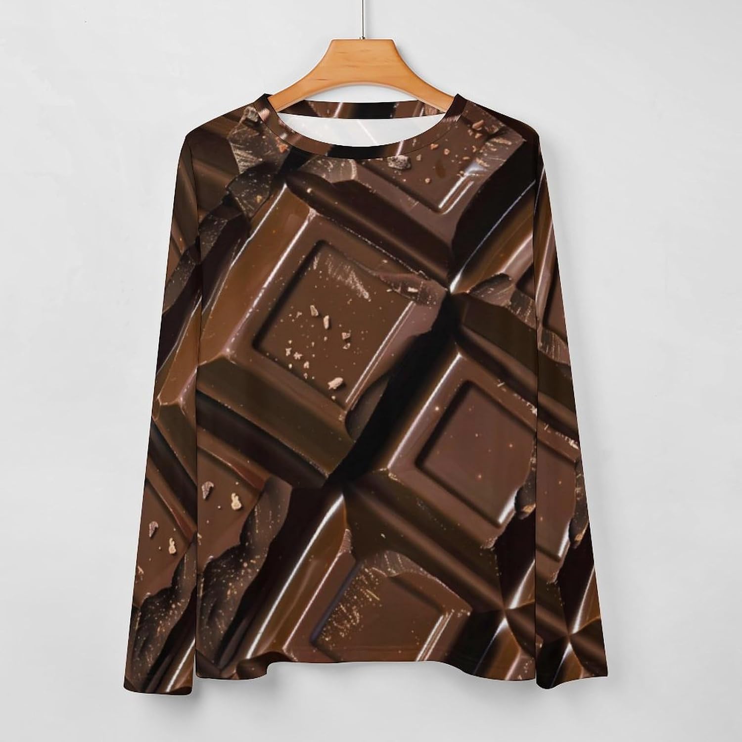 Sweet Chocolate Women's Pajama Top Sleepwear Pajamas Sleep T-Shirt Long Sleeve Shirt Crewneck Tee