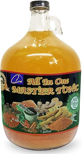 AIO 128oz Todo en Uno Master Tonic Jugo con canela, clavo, vinagre de manzana, limón, jengibre, cúrcuma, pimienta de cayena, miel