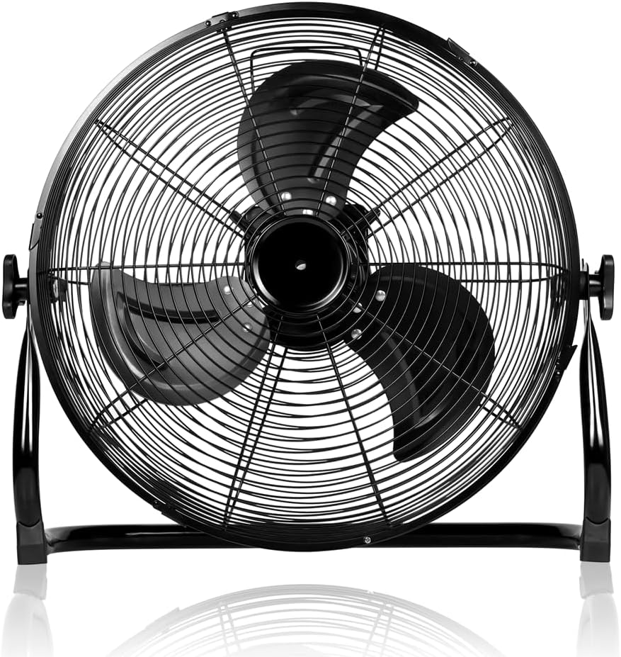 Floor Fan With 360-Degree 12-Inch Tilt Metal Rechargeable Cordless