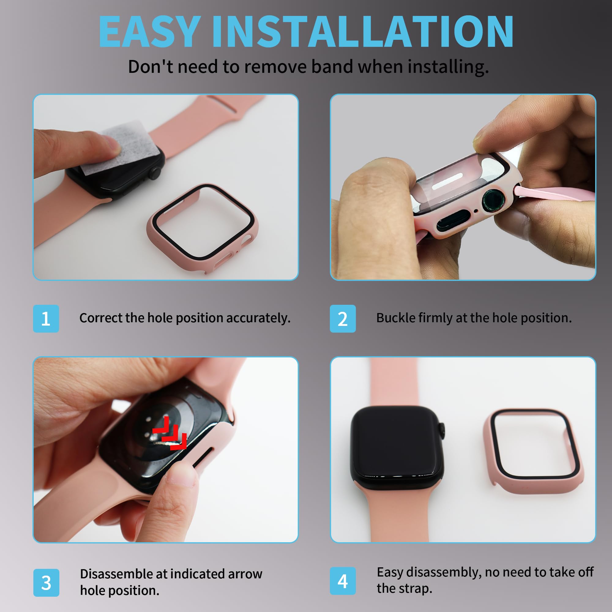 [16 Stück] Harte PC-Hülle mit Displayschutzfolie, kompatibel mit Apple Watch Series 7 45 mm, Full Edge All Around Schutzhülle Anti-Scratch Frame Cover für iWatch Smartwatch Zubehör