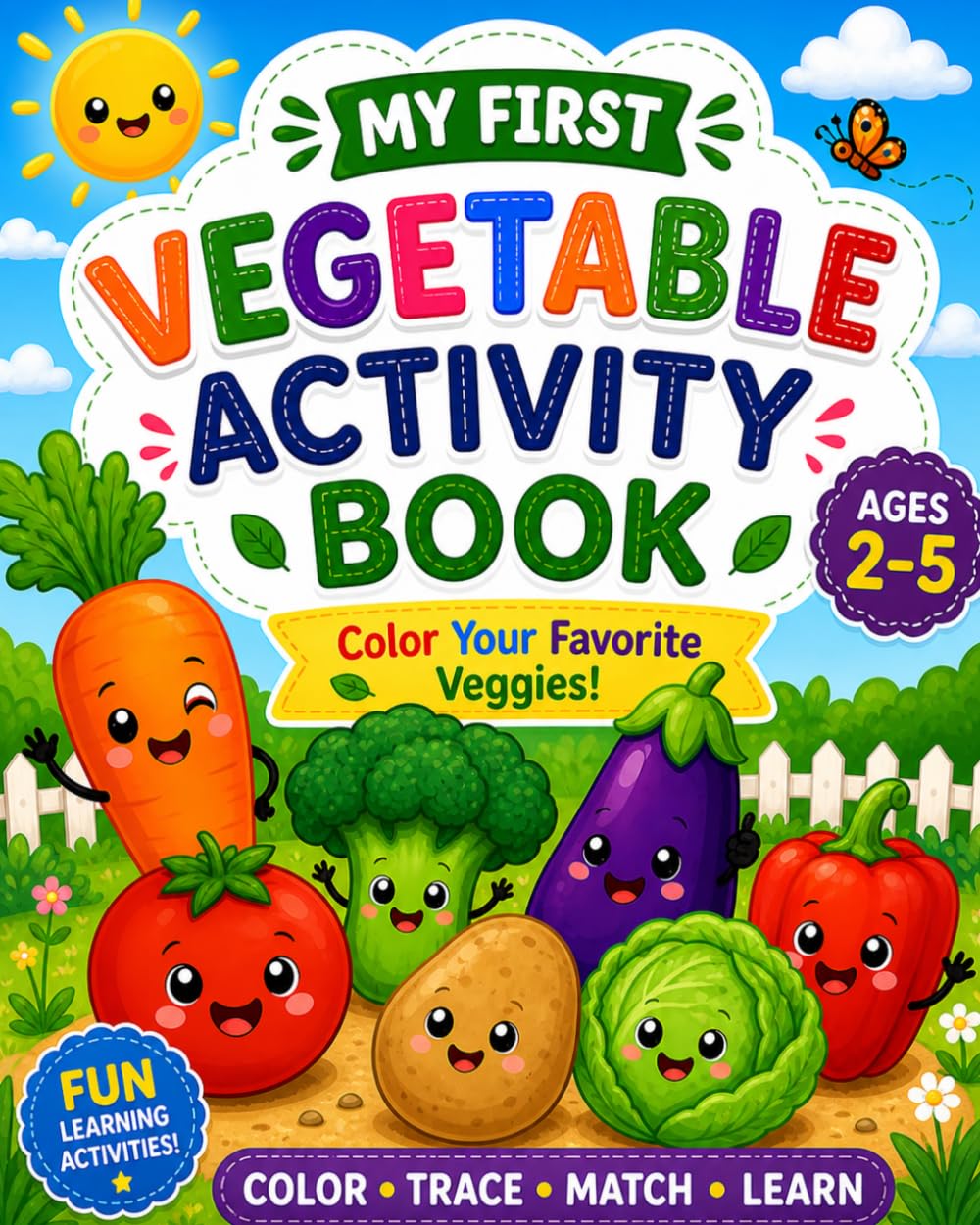 My First Vegetables Activity Book: Color, trace , match and learn with fun veggies