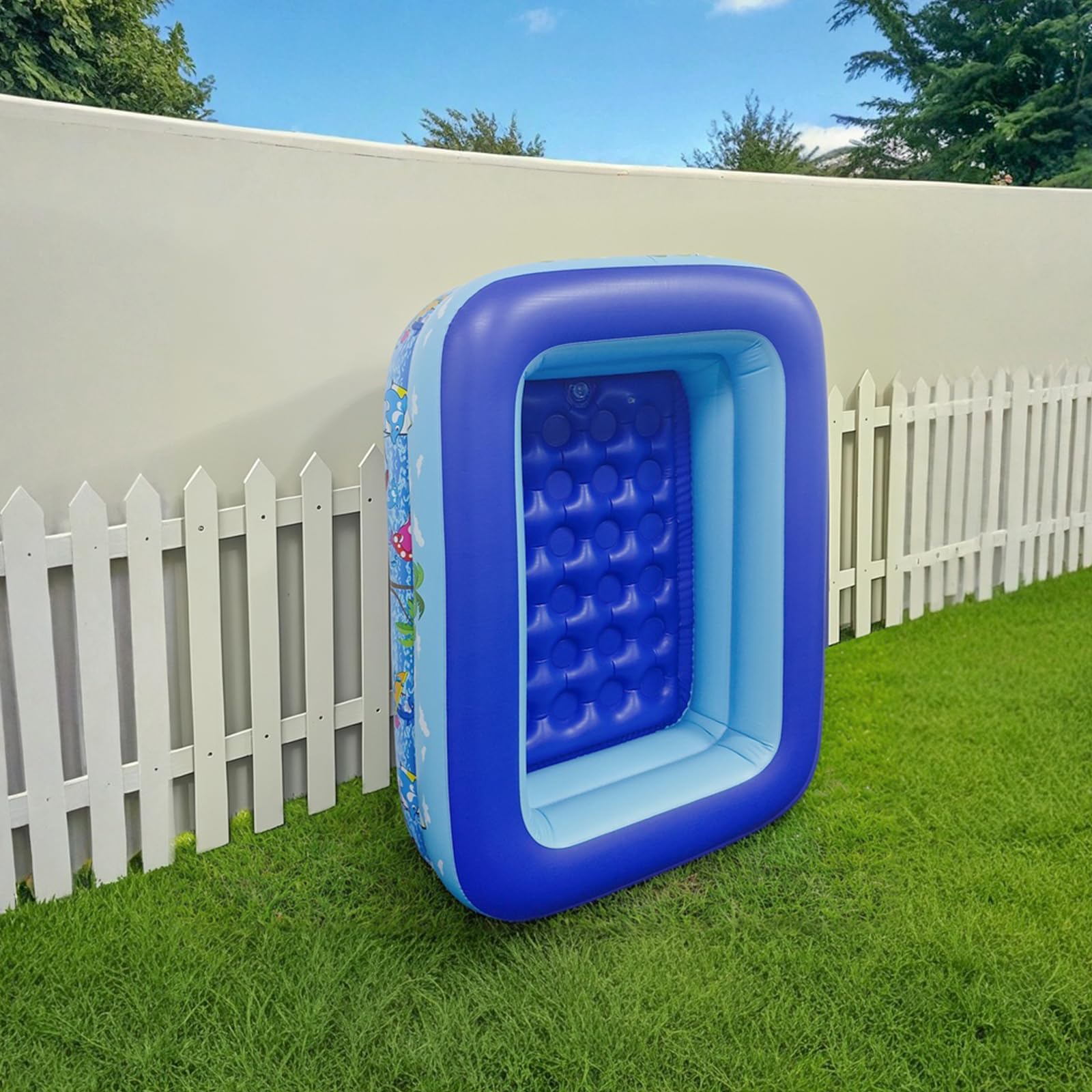 Piscina Inflable para Niños 110cm, PVC Reforzado, Piscina Familiar, Juegos Acuáticos al Aire Libre, Plegable y portátil, con 3 cámaras de Aire, para niños pequeños y Mascotas
