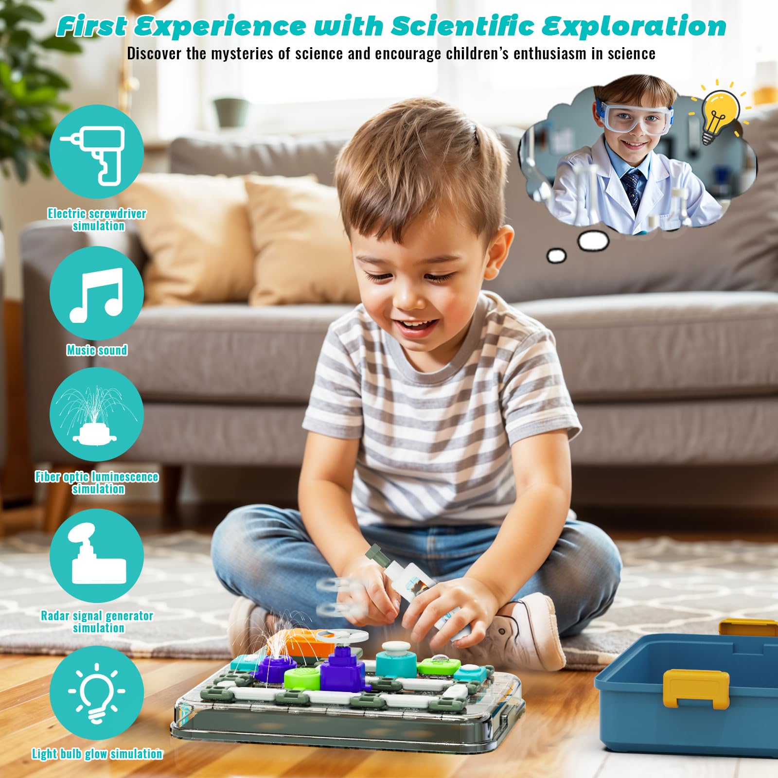 Kits de ciencia para niños de 5 a 7 8 a 12 años, juguetes educativos STEM de aprendizaje con 58 piezas de circuito, más de 520 proyectos, juguete sensorial de viaje para niños y niñas, regalos de 2