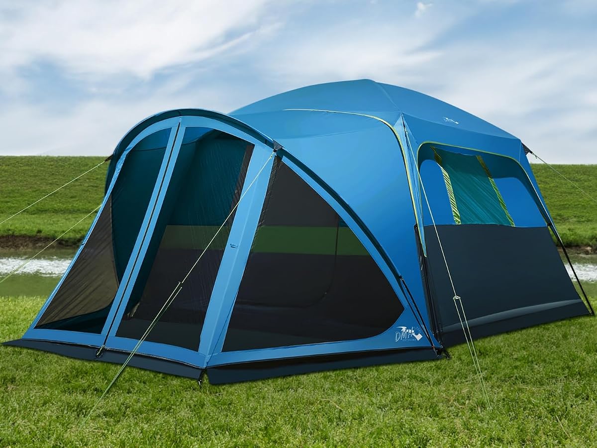 Tiendas de campaña para 6/8/10 personas para tienda de campaña con porche cubierto | Tienda familiar resistente a la intemperie con mosquitera y 5 ventanas de malla, tienda de campaña para coche a prueba de viento con bolsa de transporte para acampar al aire libre senderismo
