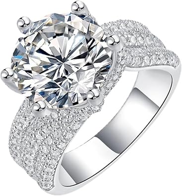 5 CT Moissanite Rings Round Cut D Color VVS1 Clarity Women Wedding Bands S925 Sterling Silver Rings for Women with Certificate