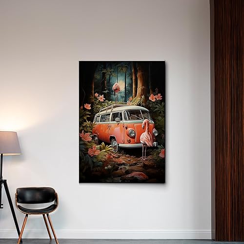 Flamingo Wall Decor, Nature Wall Art, Flamingo Living room Wall Art, Flamingo Lover Gift, Flamingo wall art canvas, Canvas wall art, Flamingo On A