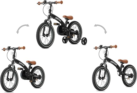 DERYAN Kids Bike 12/14/16 Inch | 3-in-1 Balance Bike | Bike with Adjustable Seat and Handlebar | Removable Pedals | Kids Bike for Boys and Girls
