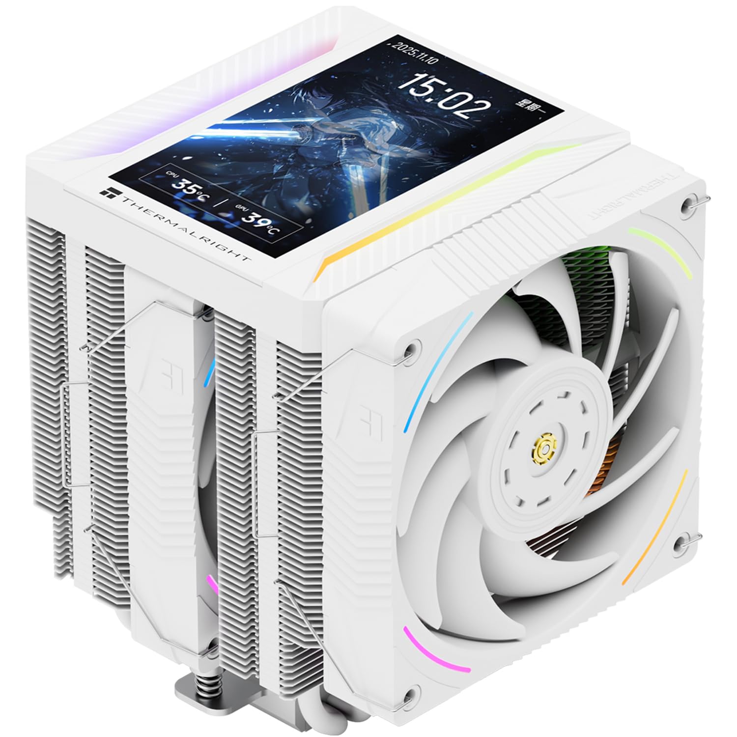 Thermalright Peerless Assassin 120 VISION MAX ARGB Biały Sprzęt chłodzący procesora z 6 przewodnikami cieplnymi, 5-calowy wyświetlacz magnetyczny, rozdzielczość 480 x 854, do AM4/AM5 i Intel LGA1700