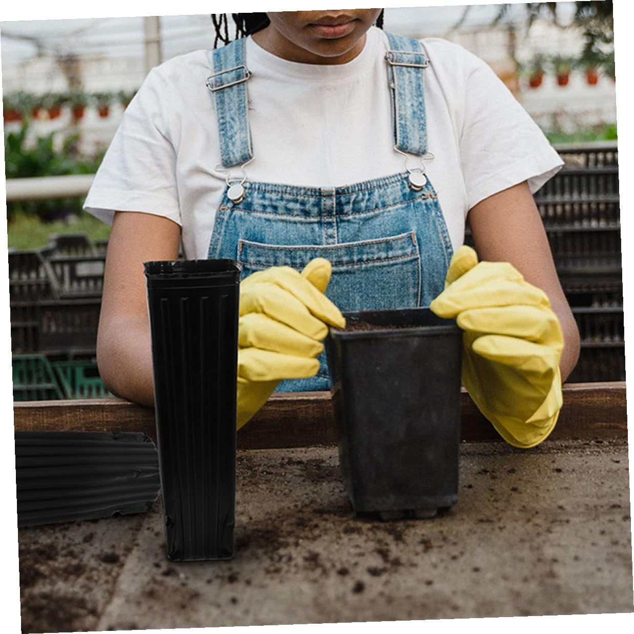 50pcs Black Long Nursing Pouches Thickened Plastic Nursery Bags for Citrus Orange Seedlings 9x29cm Garden Plant Grow Bags for Vegetables and Fruits