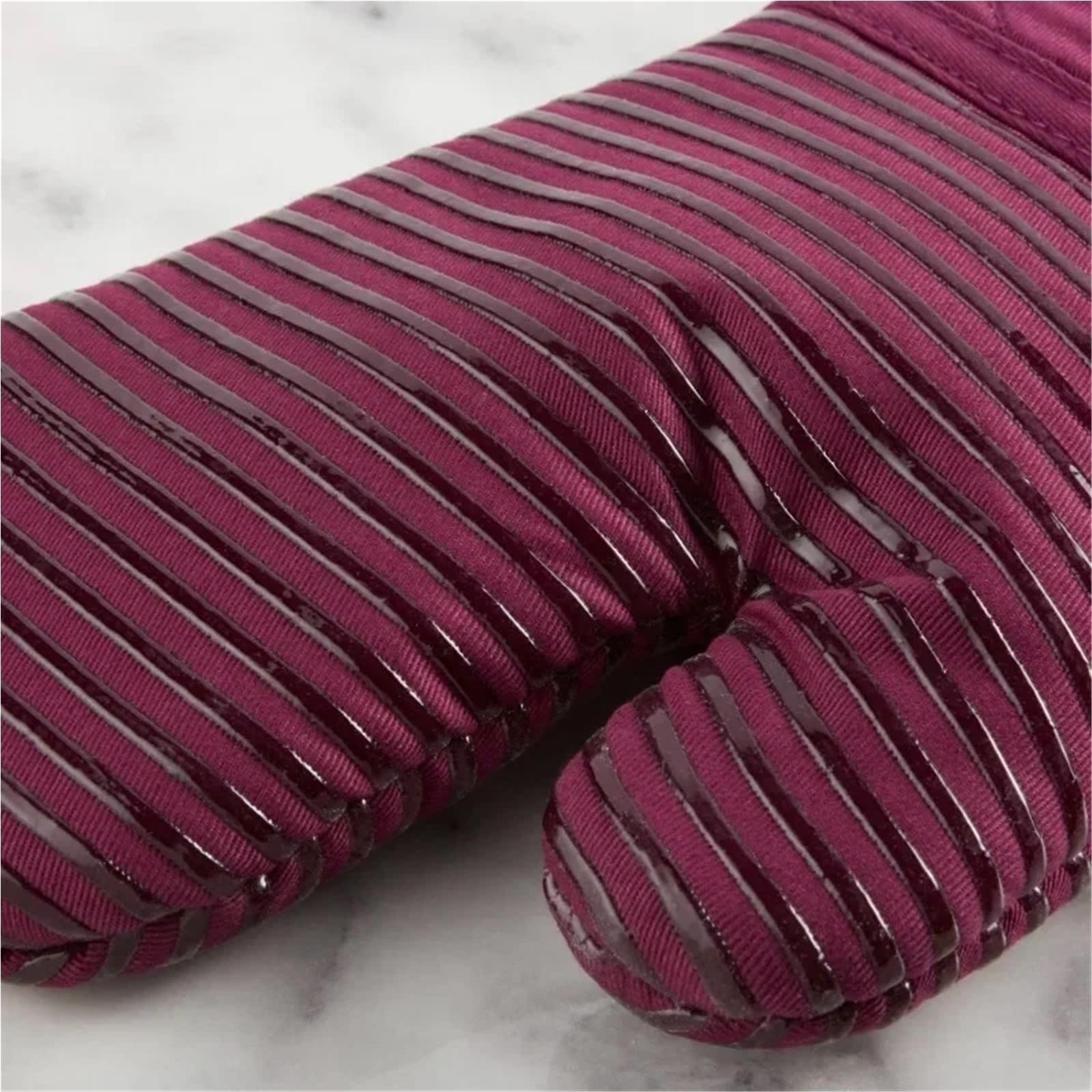 Gesteppter Ofenhandschuh aus Baumwollfrottee, hitzebeständiger Topflappen, 16"x26", 7"x13" und 7"x10", Rot