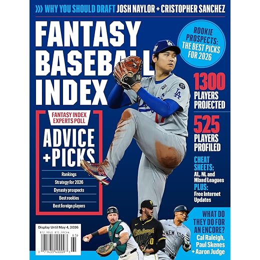 Fantasy Baseball Index Book 2026 | Top Player Profiles & Rankings | Cheat Sheets & Check Lists | Draft Strategies Guide | Rookies | Dynasty Prospects | Advice & Analysis Magazine