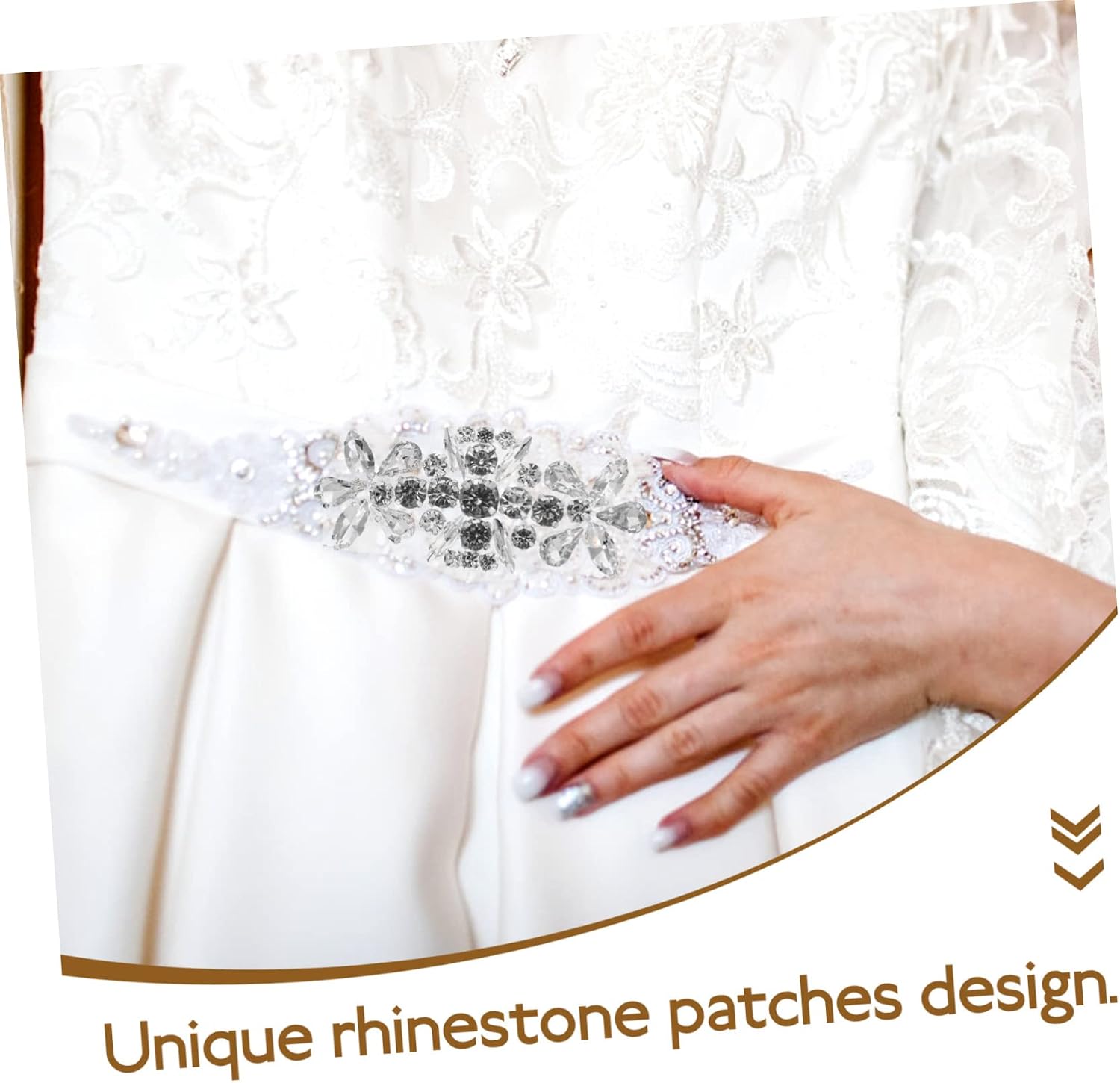 Silver Rhinestone Applique for Bridal Sash Belt DIY Clothing Repair
