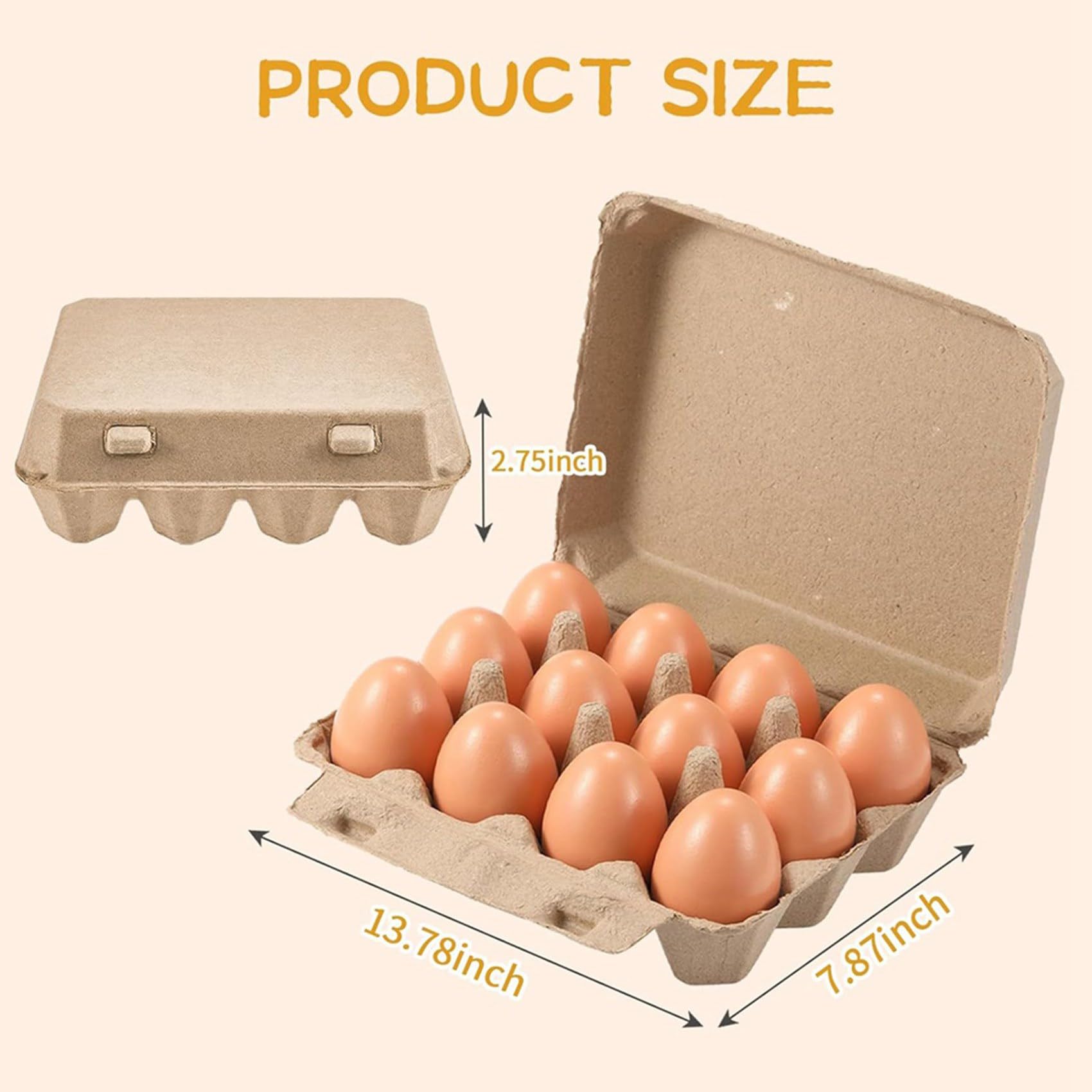 Paquete de 40 cajas de huevos, cajas de huevos cuadradas de papilla de papel, contenedor de cartón para huevos, bandeja vacía para huevos