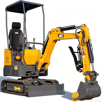MS12P 1.2 Ton Mini Excavator with 13.5HP B&S Gas Engine, with Side Swing Boom and Hydraulic Thumb, Compact Digger Machine for Landscaping DIY & Construction, Unloading Included