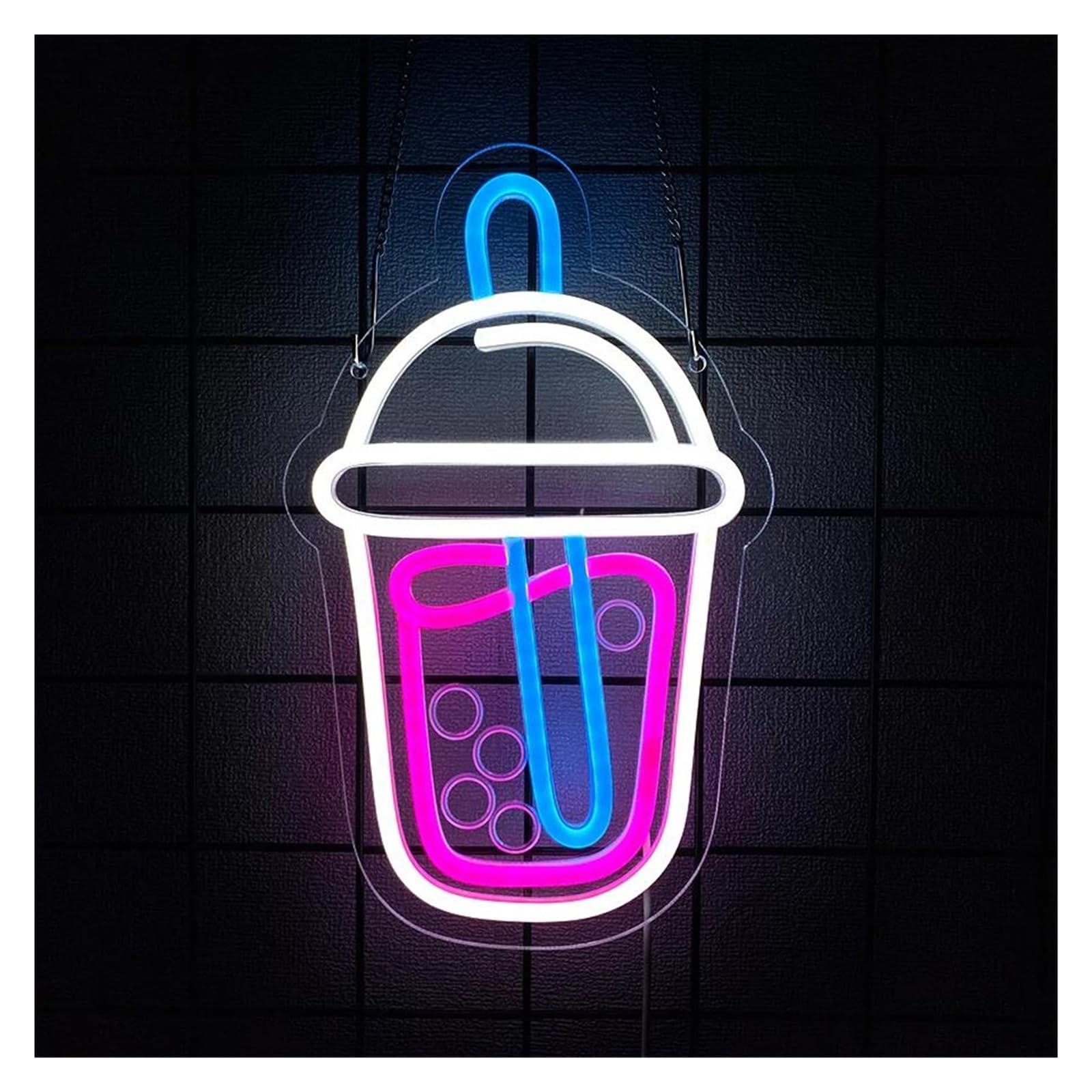 Sign Lamp Bubble Tea Neon Sign Light Dimmable for Beverage Coffee Bar Dessert Shop Shopping Mall Drink Shop Party Wall Decor 19cmx31cm