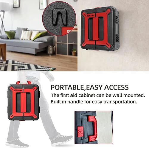 Miniatura 4 de Kit de primeros auxilios de estuche rígido 408 piezas  Kit de trauma de montaje en pared para automóvil, hogar, oficina y camión  Suministros