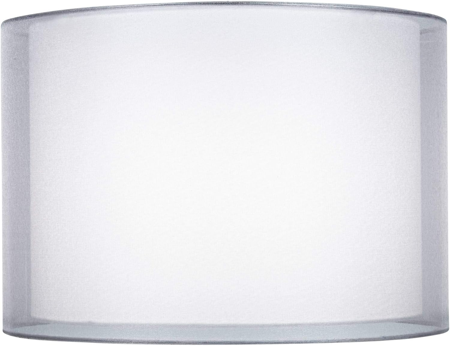 Silver and White Double Sheer Large Drum Lamp Shade (Pre-Assembled) 16" Top x 16" Bottom x 11" High (Spider) Replacement with Harp and Finial - Springcrest