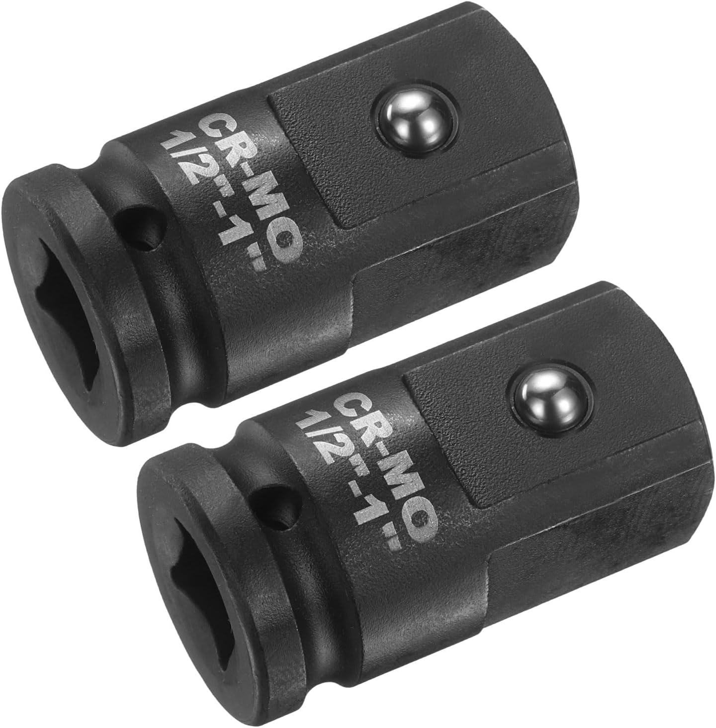 sourcing map 2pcs Impact Socket Adapter 1/2" Female to 1" Male Square Drive Increaser Standard SAE CR-MO Steel Converter Impact Driver Ratchet Wrench Breaker Bar Conversion, Black