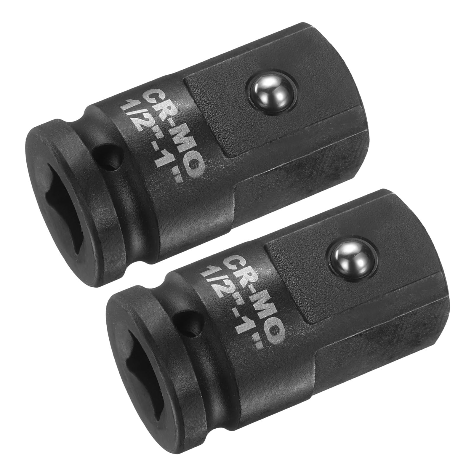 sourcing map 2pcs Impact Socket Adapter 1/2" Female to 1" Male Square Drive Increaser Standard SAE CR-MO Steel Converter Impact Driver Ratchet Wrench Breaker Bar Conversion, Black